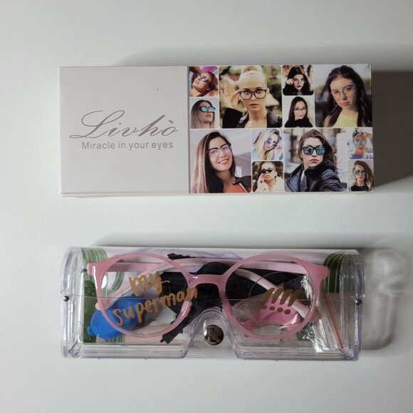 Livho Miracle Blue Blocking Glasses Girl Pink Transparent Clear Case Accessories - Picture 2 of 14